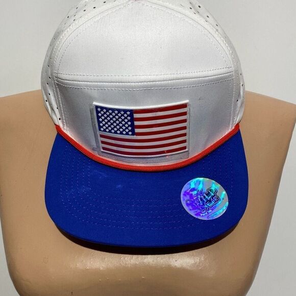NWT Wild Wear Men's Multicolor USA Flag Mesh 5 Panel Snapback Cap One Size - Picture 1 of 7
